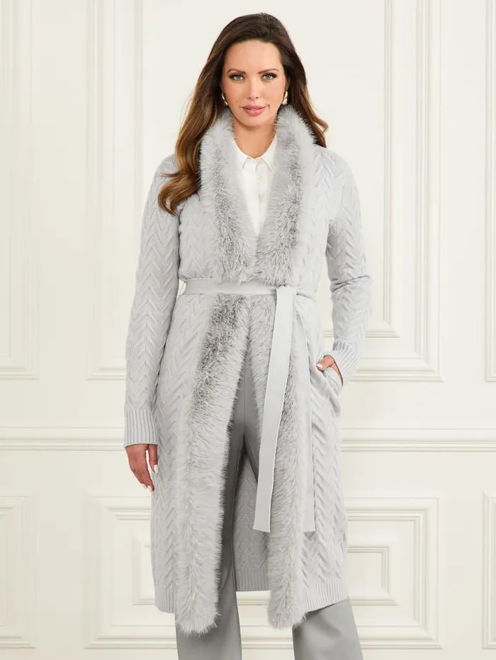 GUESS Jackets and Coats Paula Wrap Cardigan Coat White 8211 Women