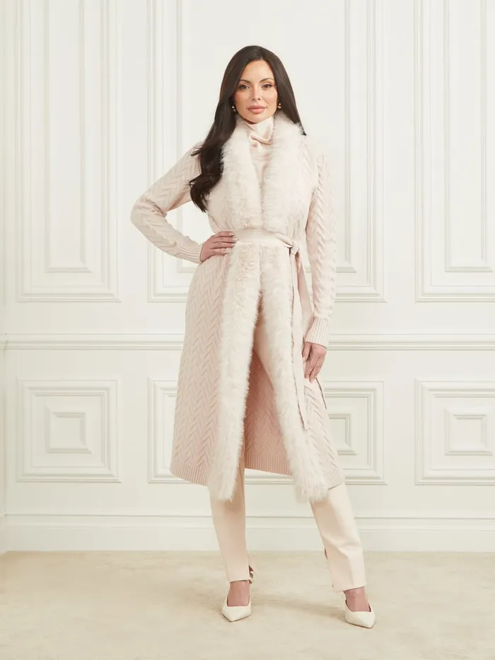 GUESS Jackets and Coats Paula Wrap Cardigan Coat White 8211 Women