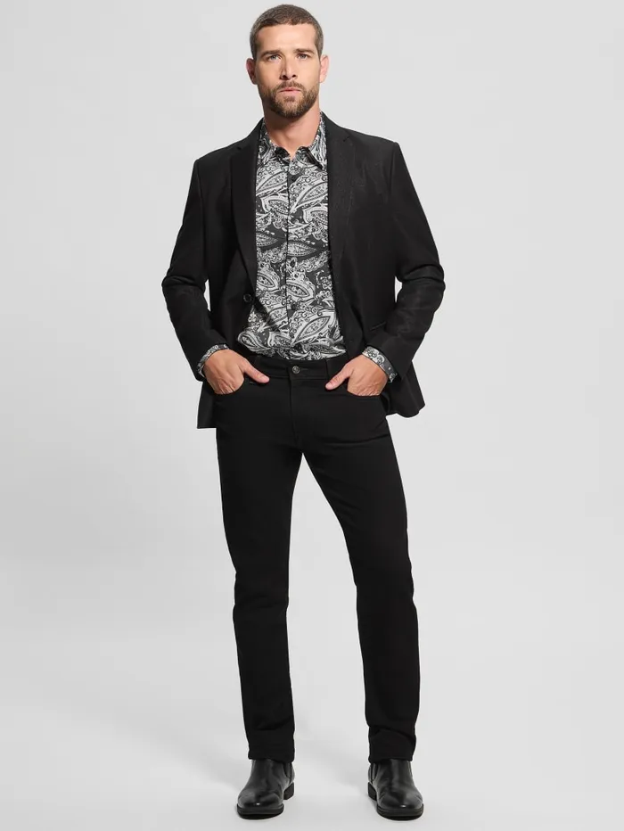 GUESS Jackets and Coats Shimmer Twill Blazer Black 8211 Men