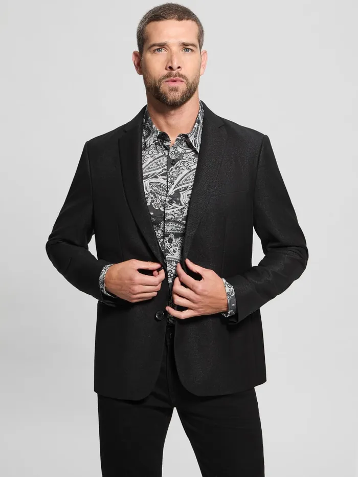 GUESS Jackets and Coats Shimmer Twill Blazer Black 8211 Men