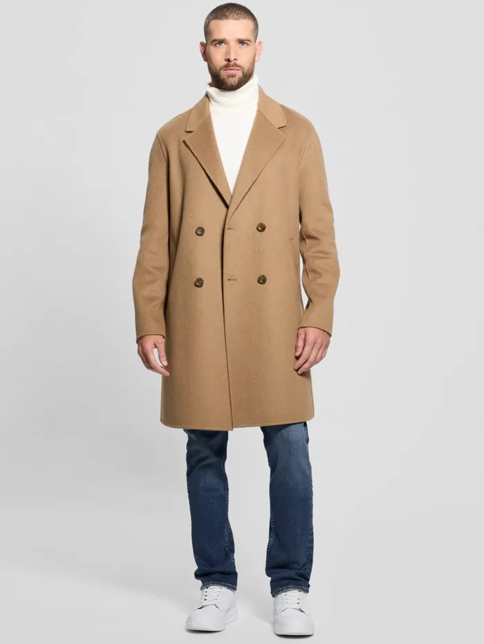 GUESS Jackets and Coats WoolBlend DoubleBreasted Coat Beige 8211 Men
