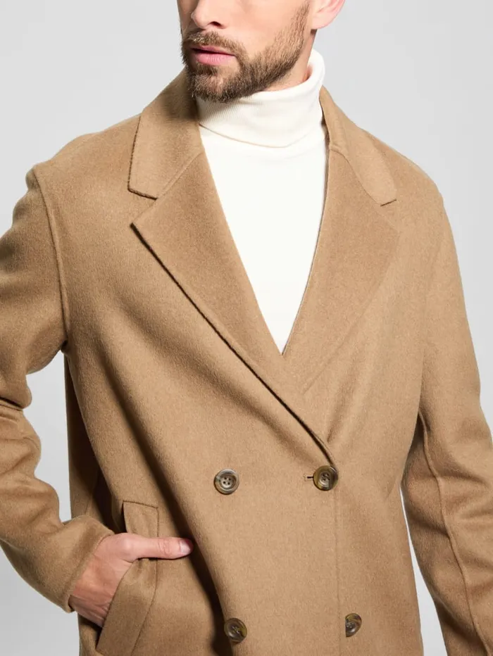 GUESS Jackets and Coats WoolBlend DoubleBreasted Coat Beige 8211 Men
