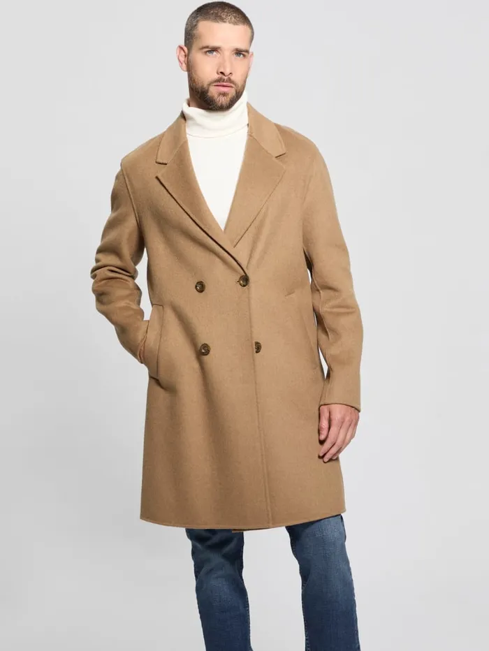 GUESS Jackets and Coats WoolBlend DoubleBreasted Coat Beige 8211 Men