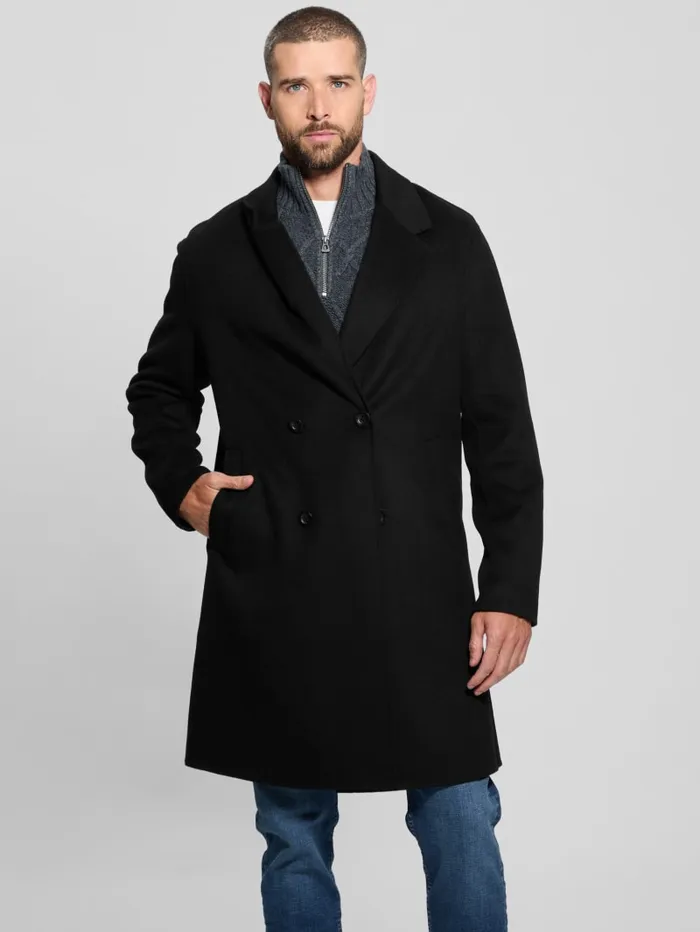GUESS Jackets and Coats WoolBlend DoubleBreasted Coat Beige 8211 Men