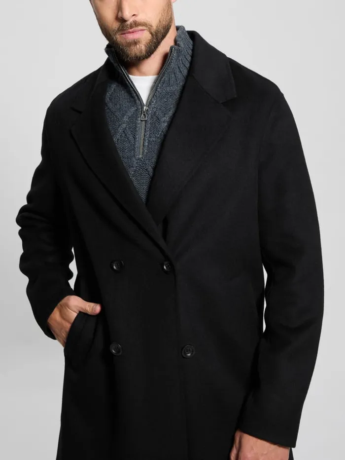 GUESS Jackets and Coats WoolBlend DoubleBreasted Coat Beige 8211 Men