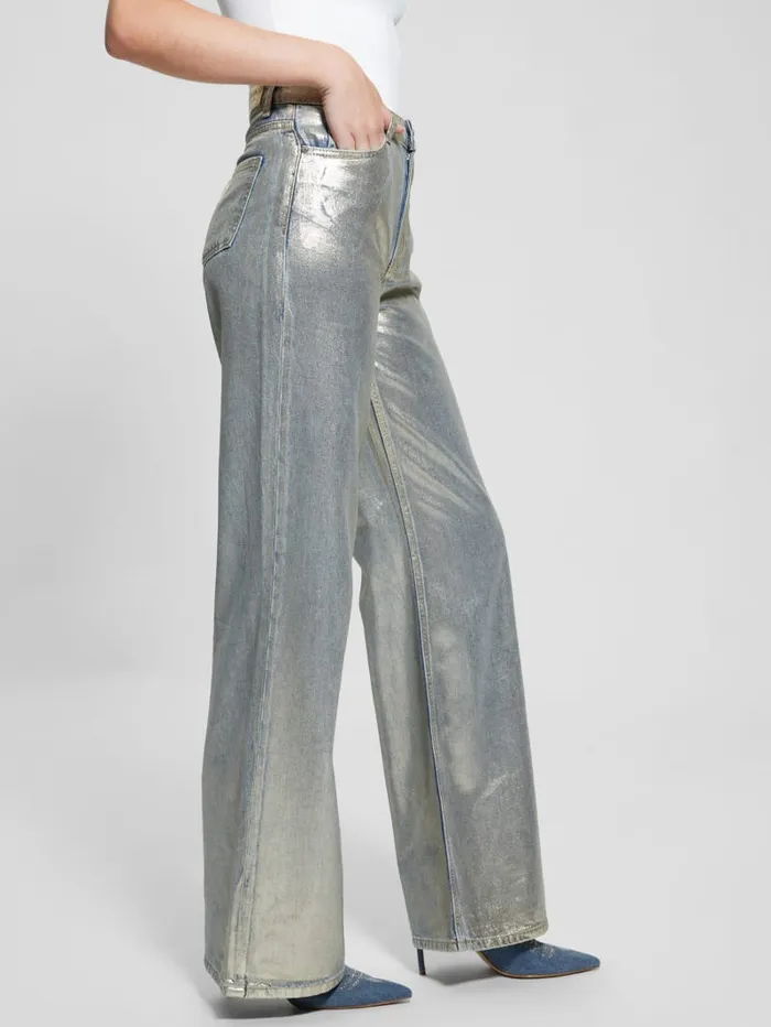GUESS Jeans and Denim Betty WideLeg Pants Metallic 8211 Women