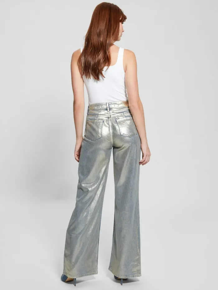 GUESS Jeans and Denim Betty WideLeg Pants Metallic 8211 Women