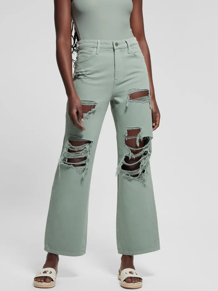 GUESS Jeans and Denim Eco 03990s Destroyed Jeans Green 8211 Women