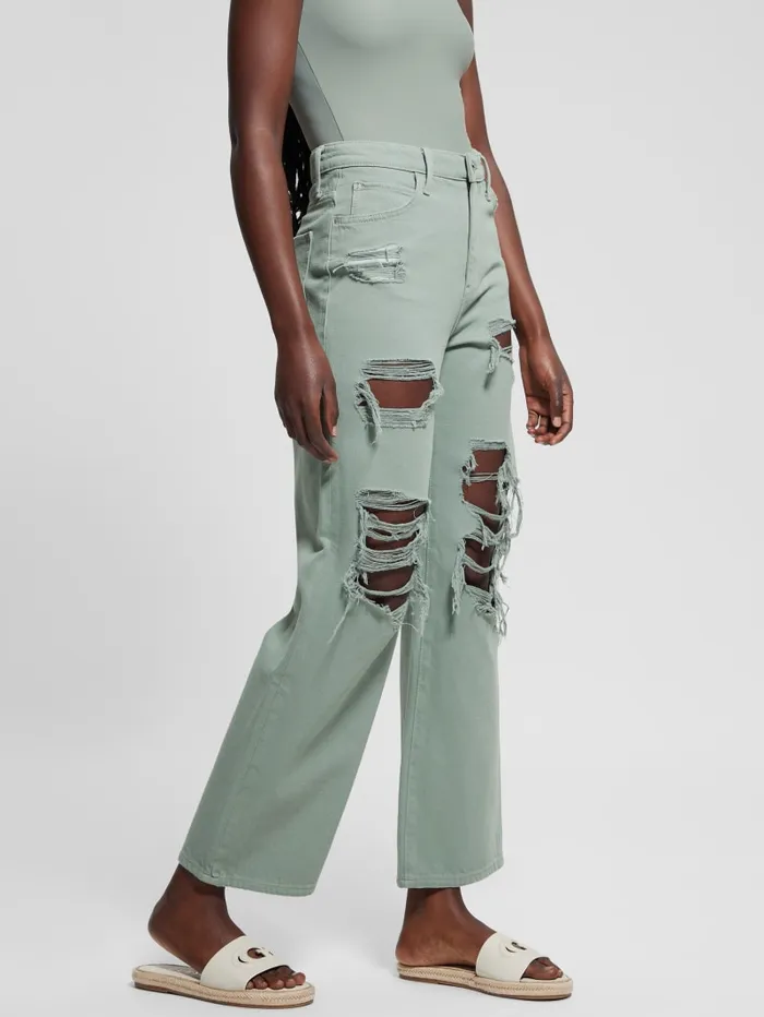 GUESS Jeans and Denim Eco 03990s Destroyed Jeans Green 8211 Women