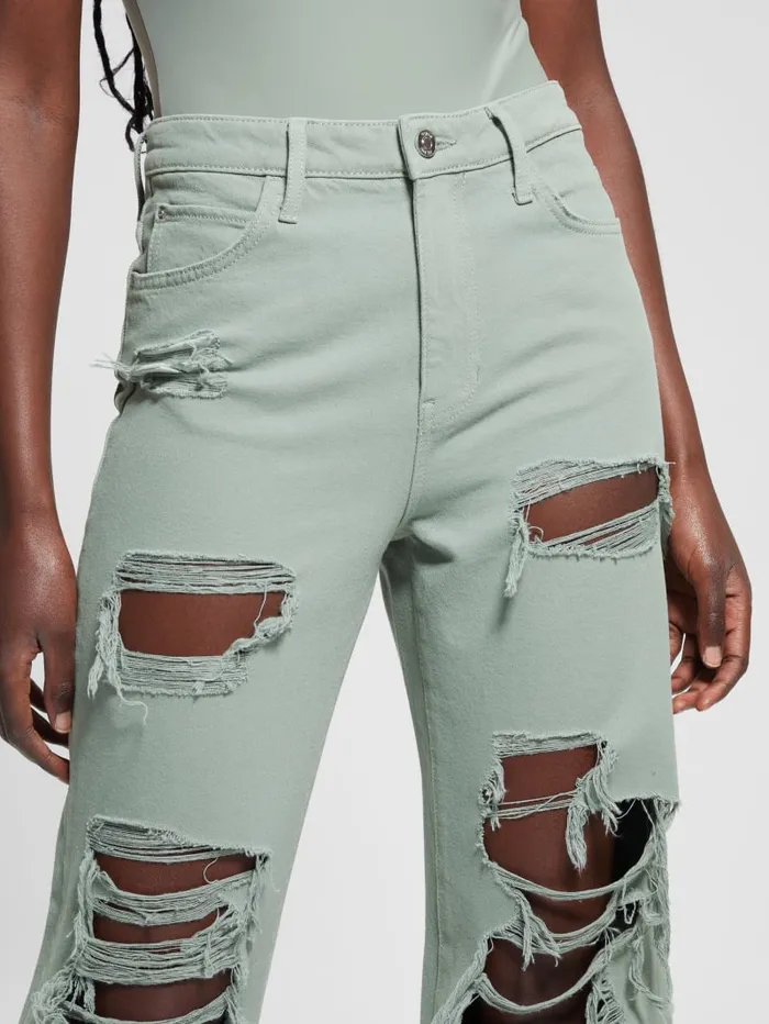 GUESS Jeans and Denim Eco 03990s Destroyed Jeans Green 8211 Women