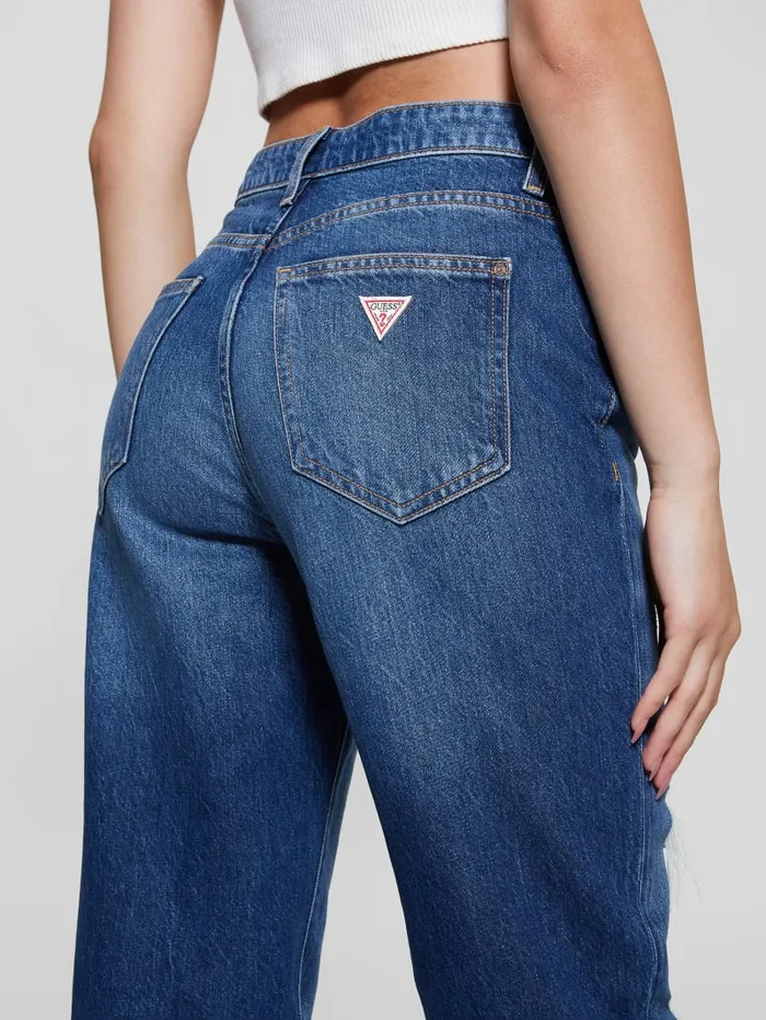 GUESS Jeans and Denim Eco Relaxed Straight Destroyed Jeans Blue 8211 Women