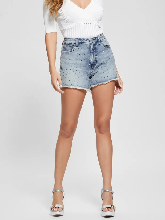 GUESS Jeans and Denim Rhinestone Denim Shorts Blue 8211 Women