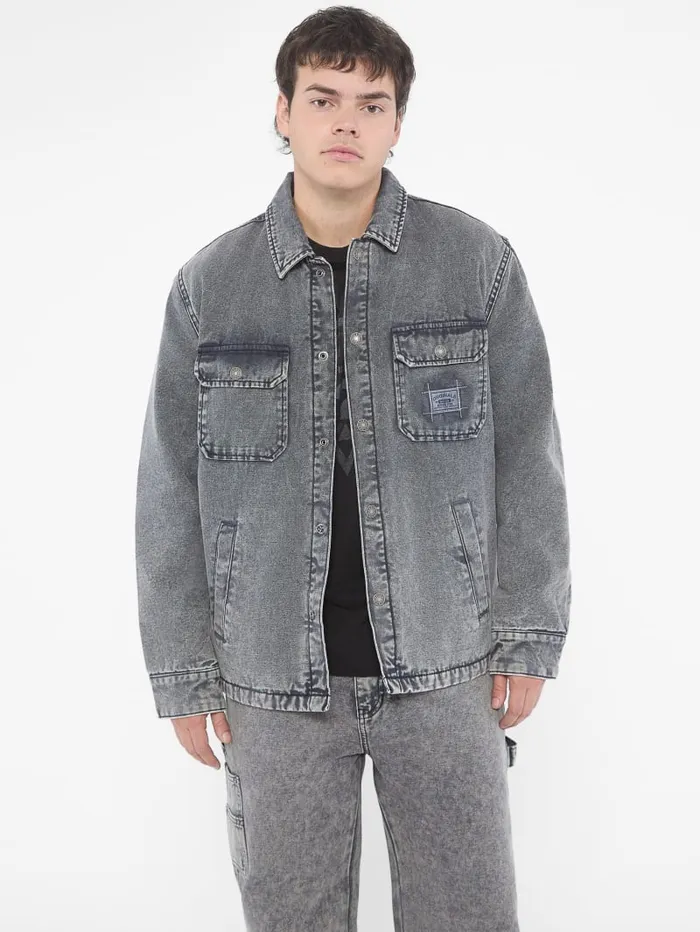 GUESS Men Originals Canvas Shirt Jacket Grey 8211 Men