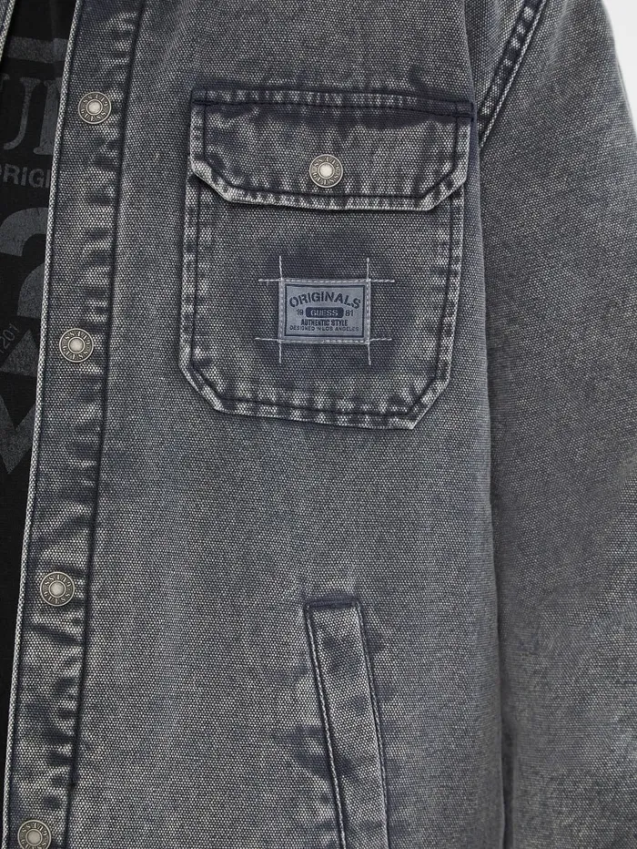 GUESS Men Originals Canvas Shirt Jacket Grey 8211 Men