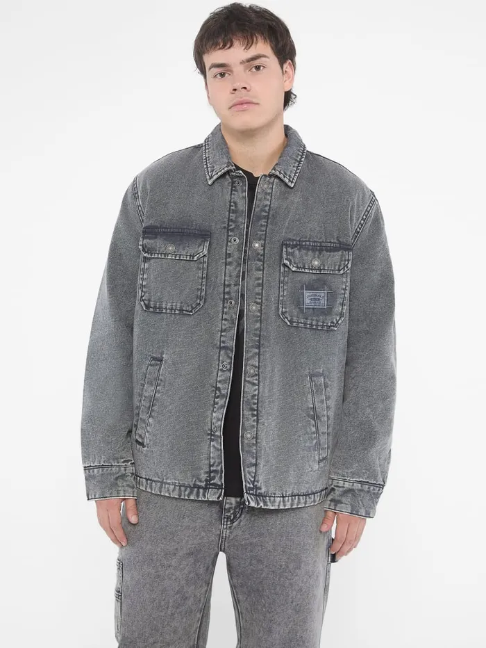 GUESS Men Originals Canvas Shirt Jacket Grey 8211 Men