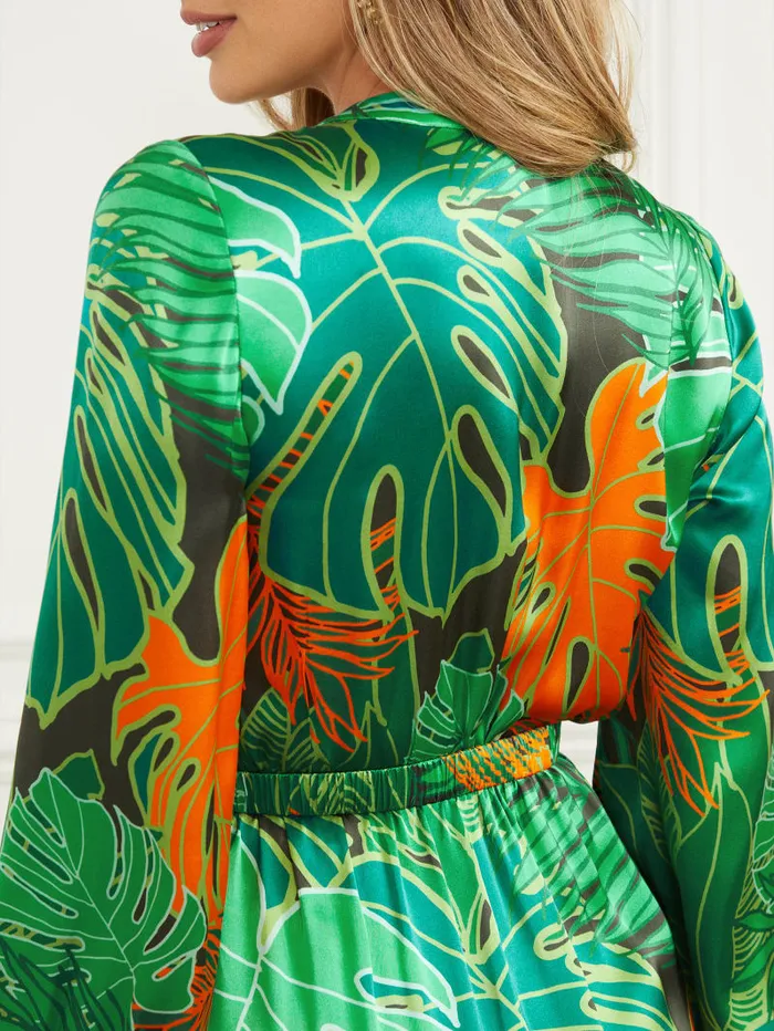 GUESS Sale Amazon Leaf Belted Silk Dress Colors 8211 Women