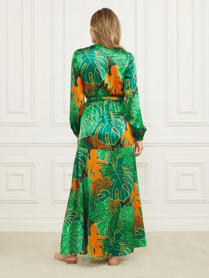 GUESS Sale Amazon Leaf Belted Silk Dress Colors 8211 Women