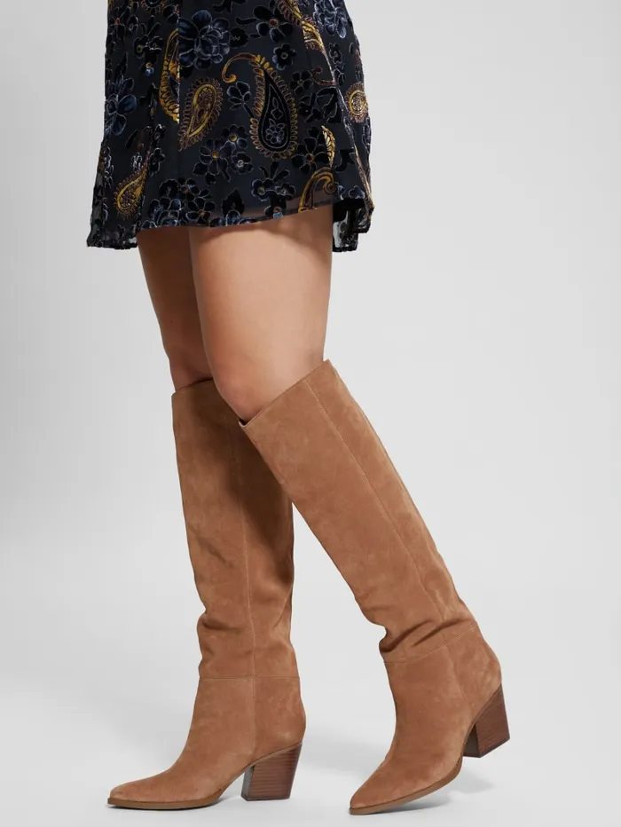 GUESS Sale Dolita Suede KneeHigh Boots Black 8211 Women