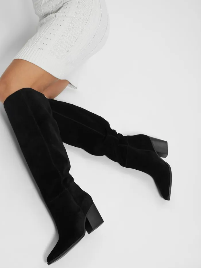 GUESS Sale Dolita Suede KneeHigh Boots Black 8211 Women