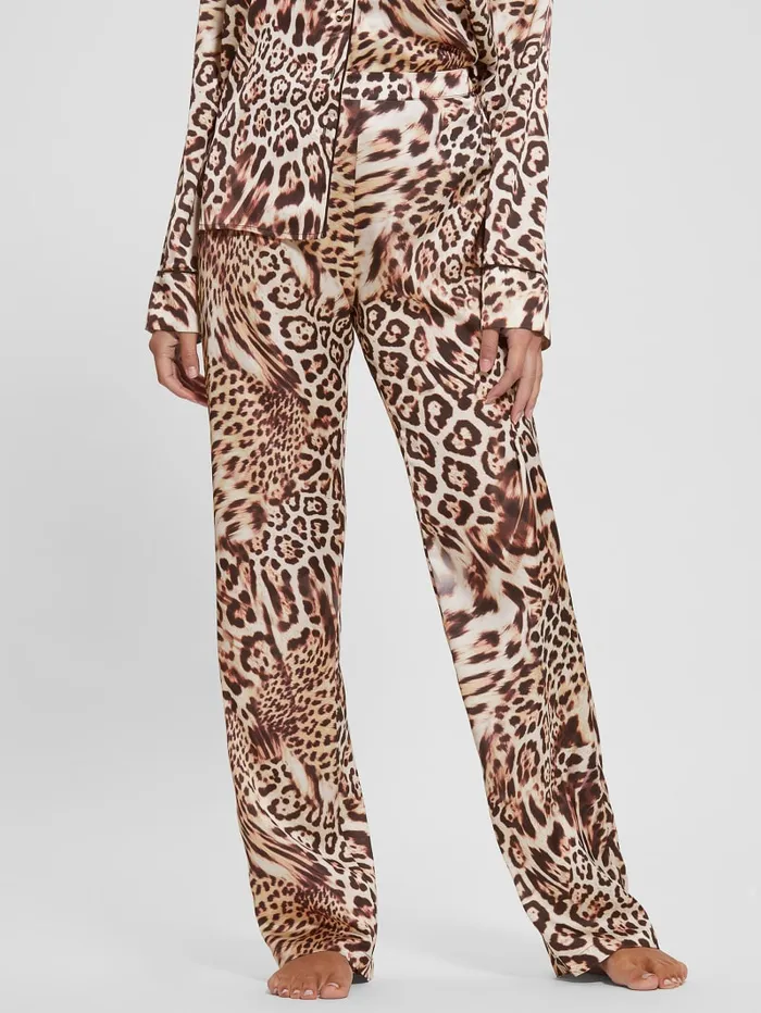 GUESS Sale Eco Dulcie Shirt And Pants PJ Set Brown 8211 Women
