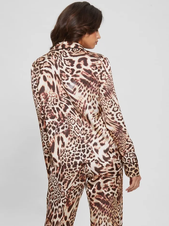 GUESS Sale Eco Dulcie Shirt And Pants PJ Set Brown 8211 Women