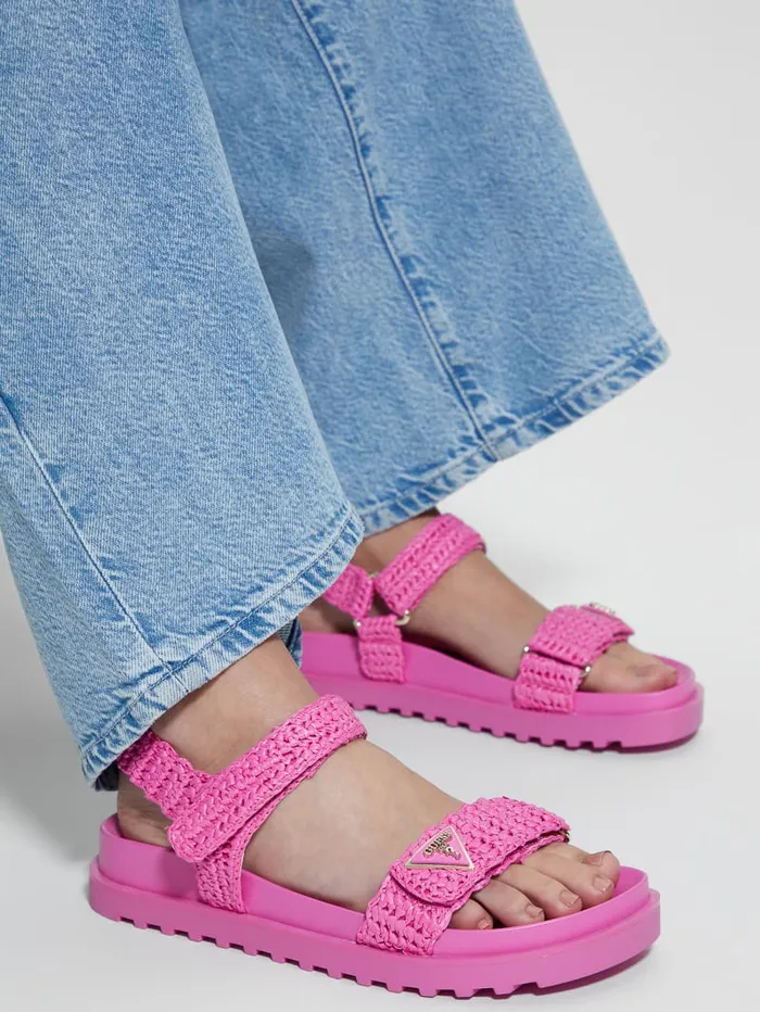 GUESS Sale Fabrica Woven Sandals Black 8211 Women
