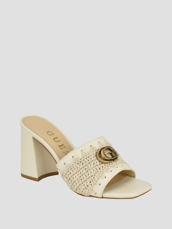 GUESS Sale Gellian Woven Mules Beige 8211 Women