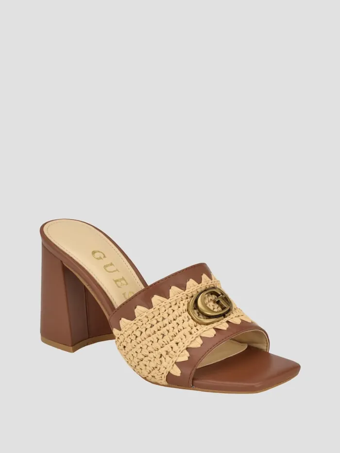 GUESS Sale Gellian Woven Mules Beige 8211 Women