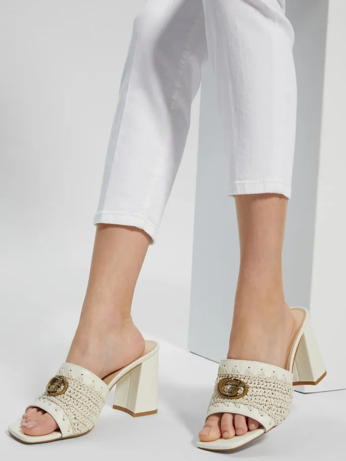 GUESS Sale Gellian Woven Mules Beige 8211 Women