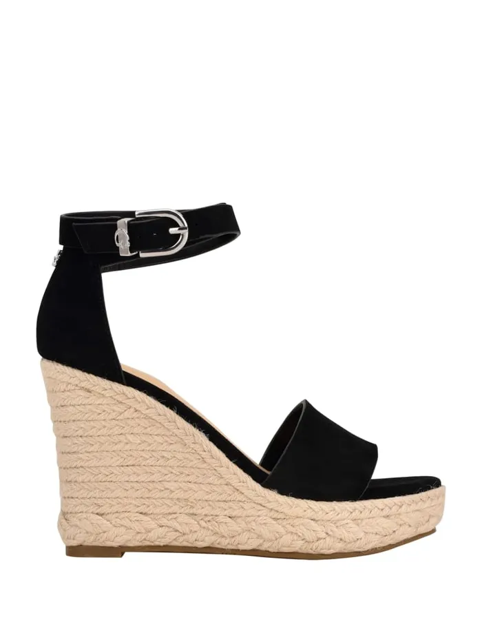 GUESS Sale Hidy Suede Espadrille Wedges Black 8211 Women