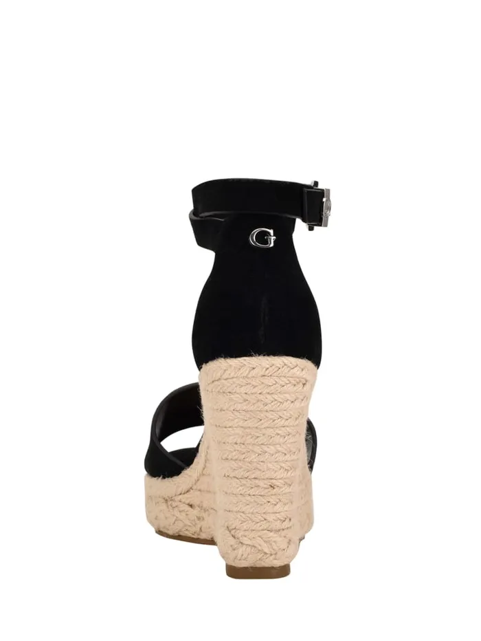 GUESS Sale Hidy Suede Espadrille Wedges Black 8211 Women