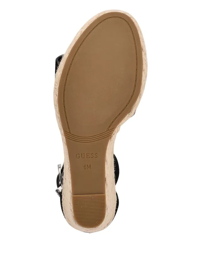 GUESS Sale Hidy Suede Espadrille Wedges Black 8211 Women