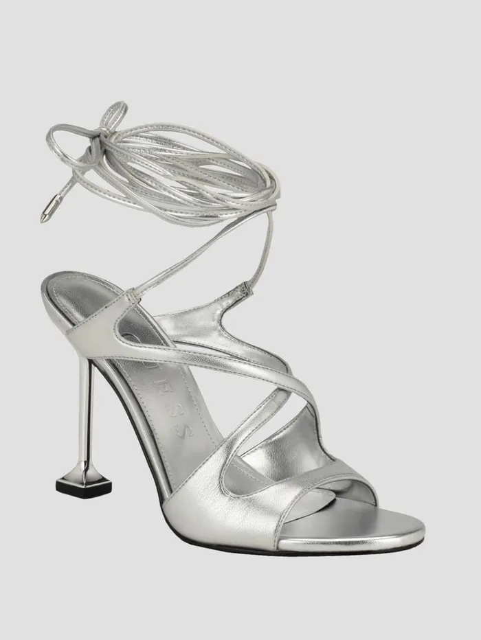GUESS Sale Niko LaceUp Heels Silver 8211 Women