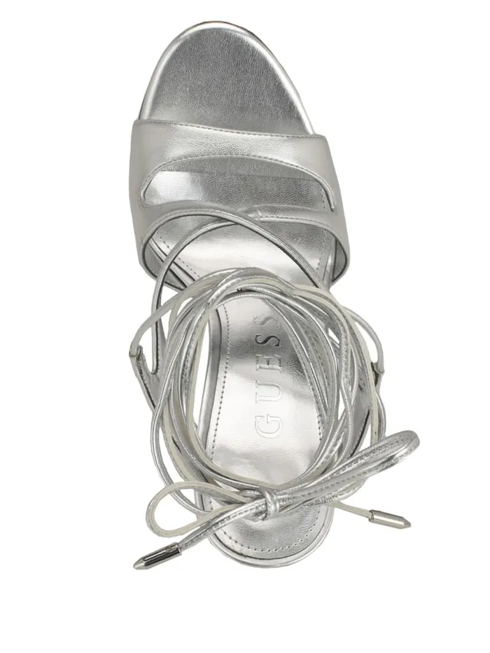 GUESS Sale Niko LaceUp Heels Silver 8211 Women