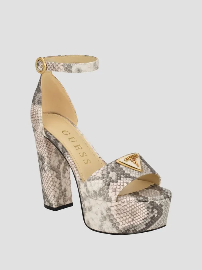 GUESS Sale Seton Embossed Heels Beige 8211 Women