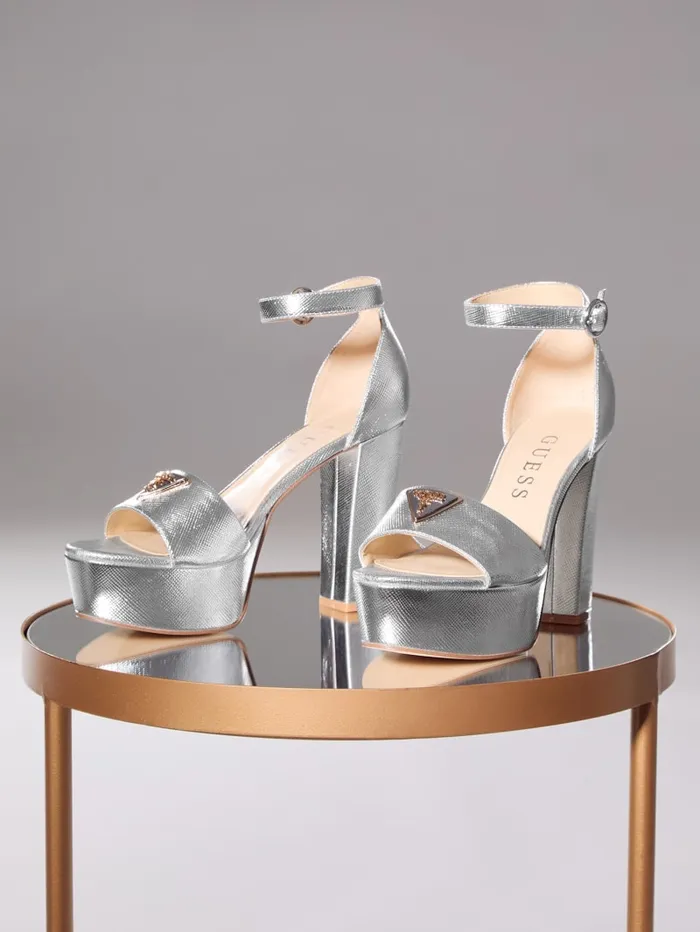 GUESS Sale Seton Embossed Heels Beige 8211 Women