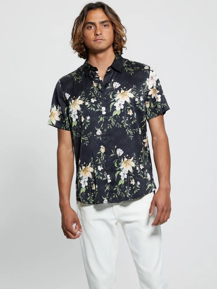 GUESS Shirts Eco Midnight Lily Shirt Blackwhite 8211 Men