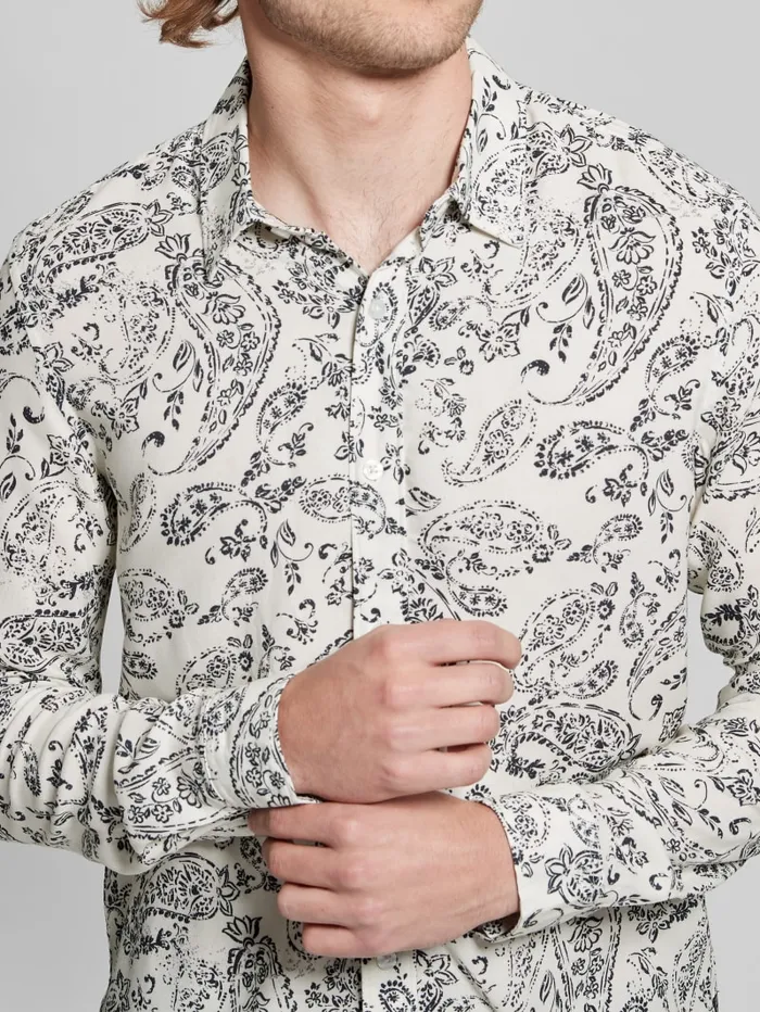 GUESS Shirts Eco Vintage Paisley Shirt Blackwhite 8211 Men
