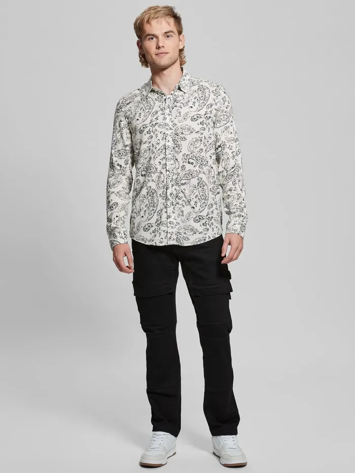GUESS Shirts Eco Vintage Paisley Shirt Blackwhite 8211 Men