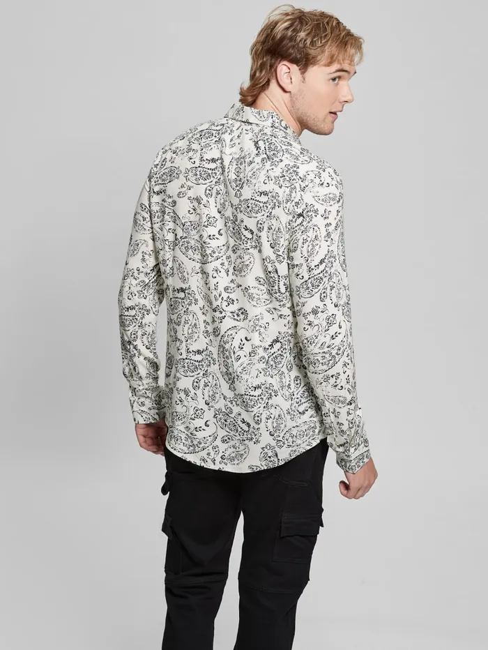 GUESS Shirts Eco Vintage Paisley Shirt Blackwhite 8211 Men