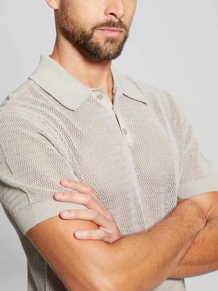 GUESS Shirts Eric Herringbone Polo Beige 8211 Men