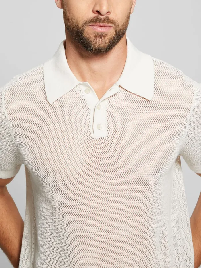 GUESS Shirts Eric Herringbone Polo Beige 8211 Men