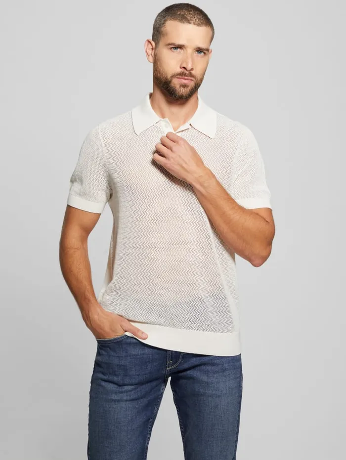 GUESS Shirts Eric Herringbone Polo Beige 8211 Men