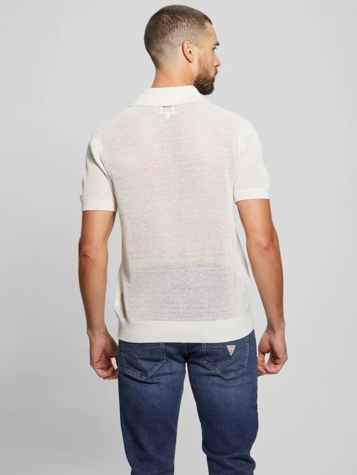 GUESS Shirts Eric Herringbone Polo Beige 8211 Men