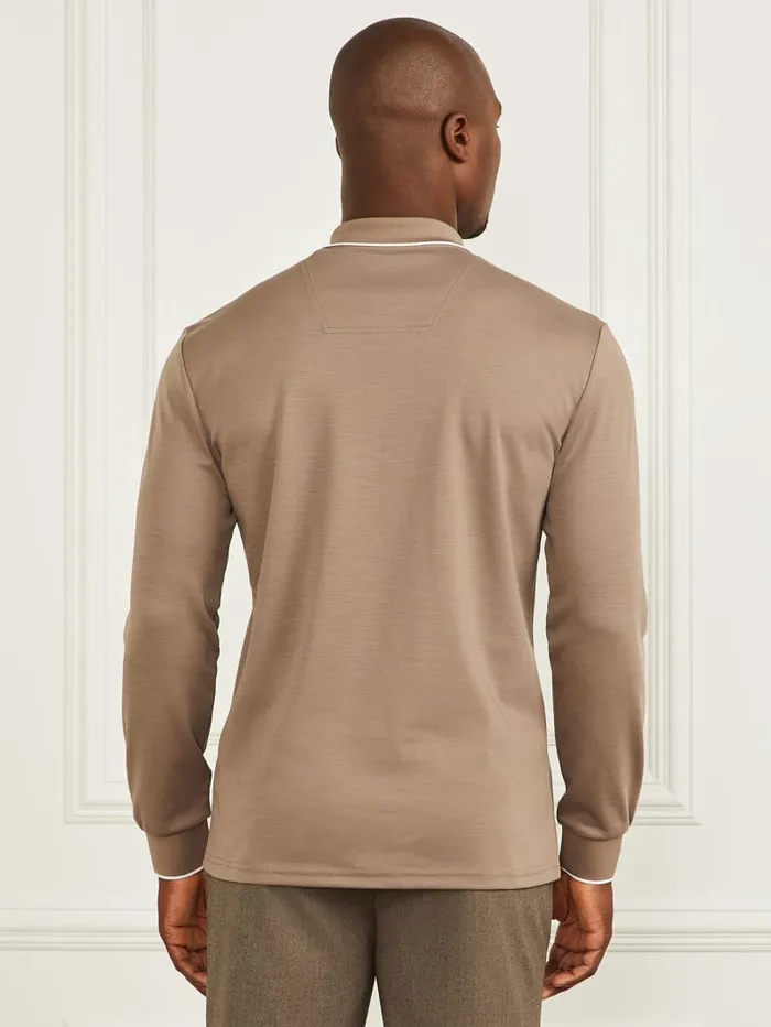 GUESS Shirts LongSleeve Zip Polo Brown 8211 Men