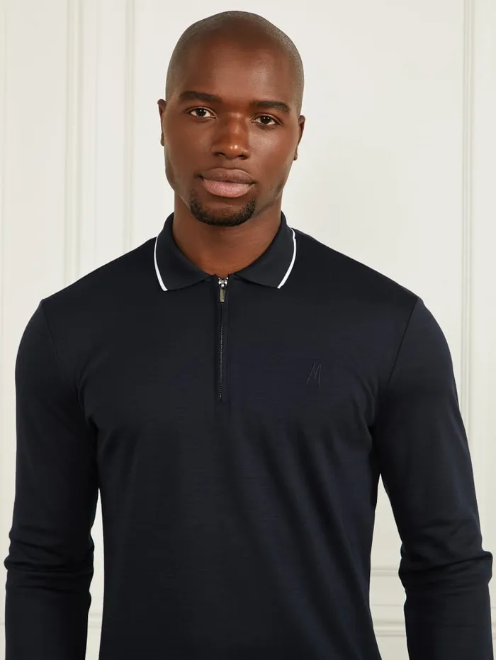 GUESS Shirts LongSleeve Zip Polo Brown 8211 Men