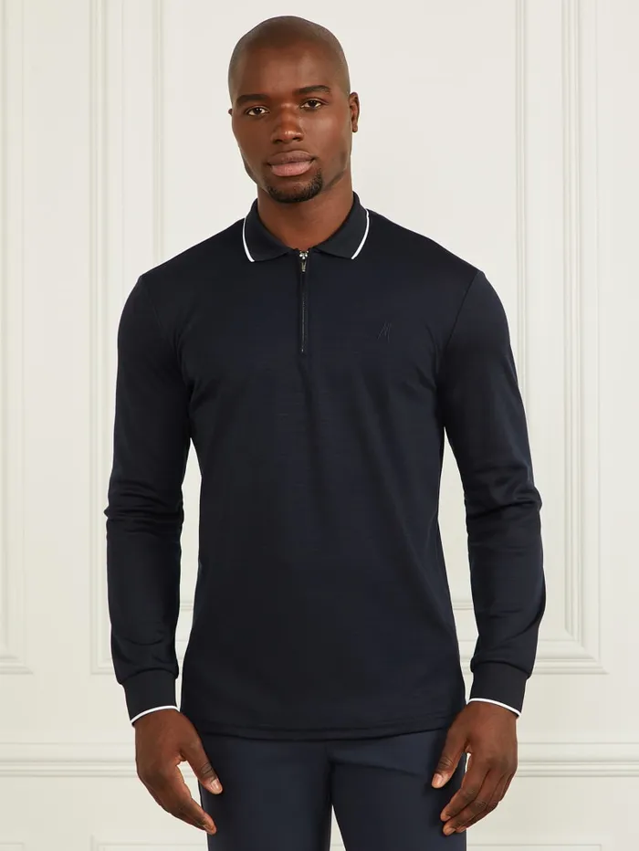 GUESS Shirts LongSleeve Zip Polo Brown 8211 Men