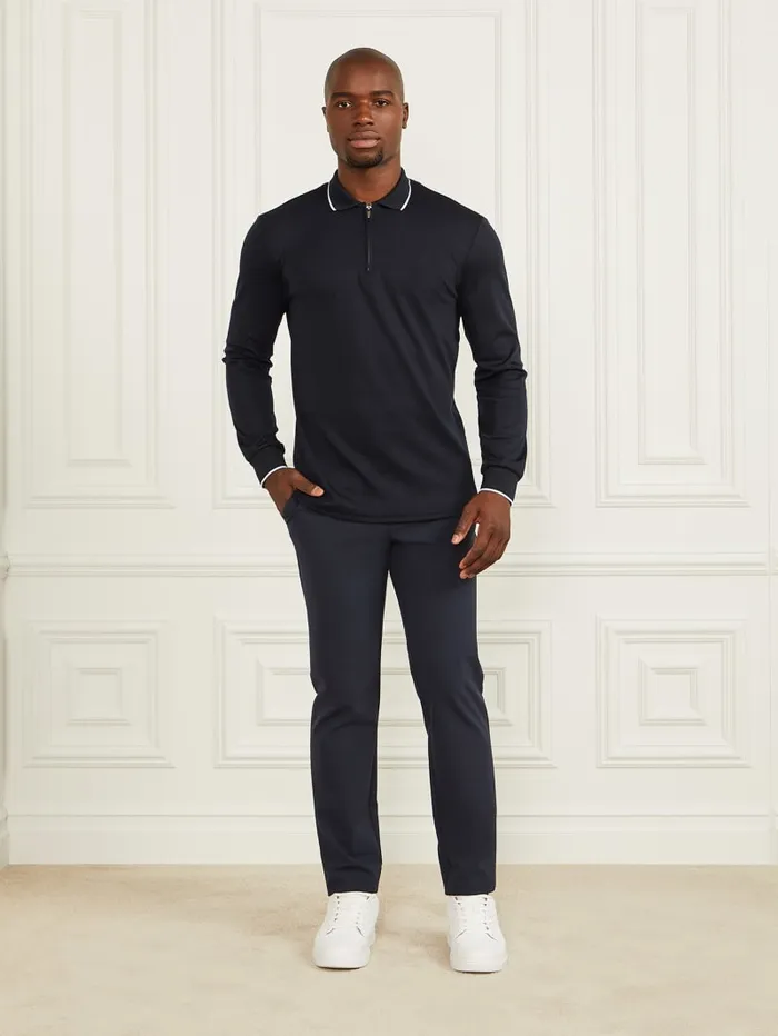 GUESS Shirts LongSleeve Zip Polo Brown 8211 Men