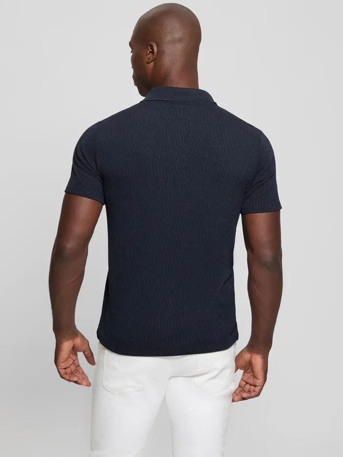 GUESS Shirts Ryker Rib Knit Polo Black 8211 Men