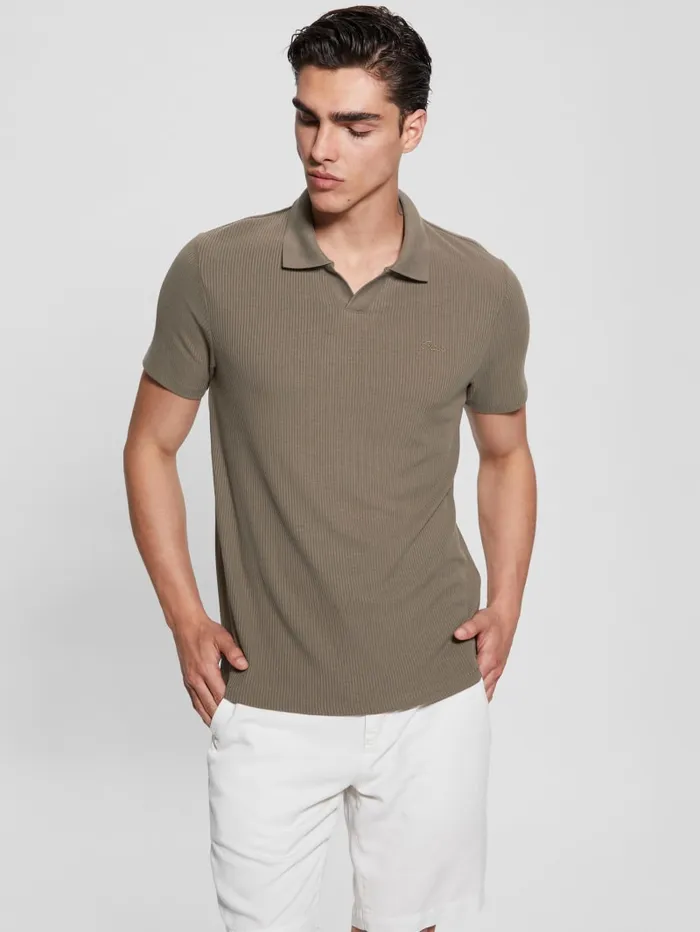 GUESS Shirts Ryker Rib Knit Polo Black 8211 Men